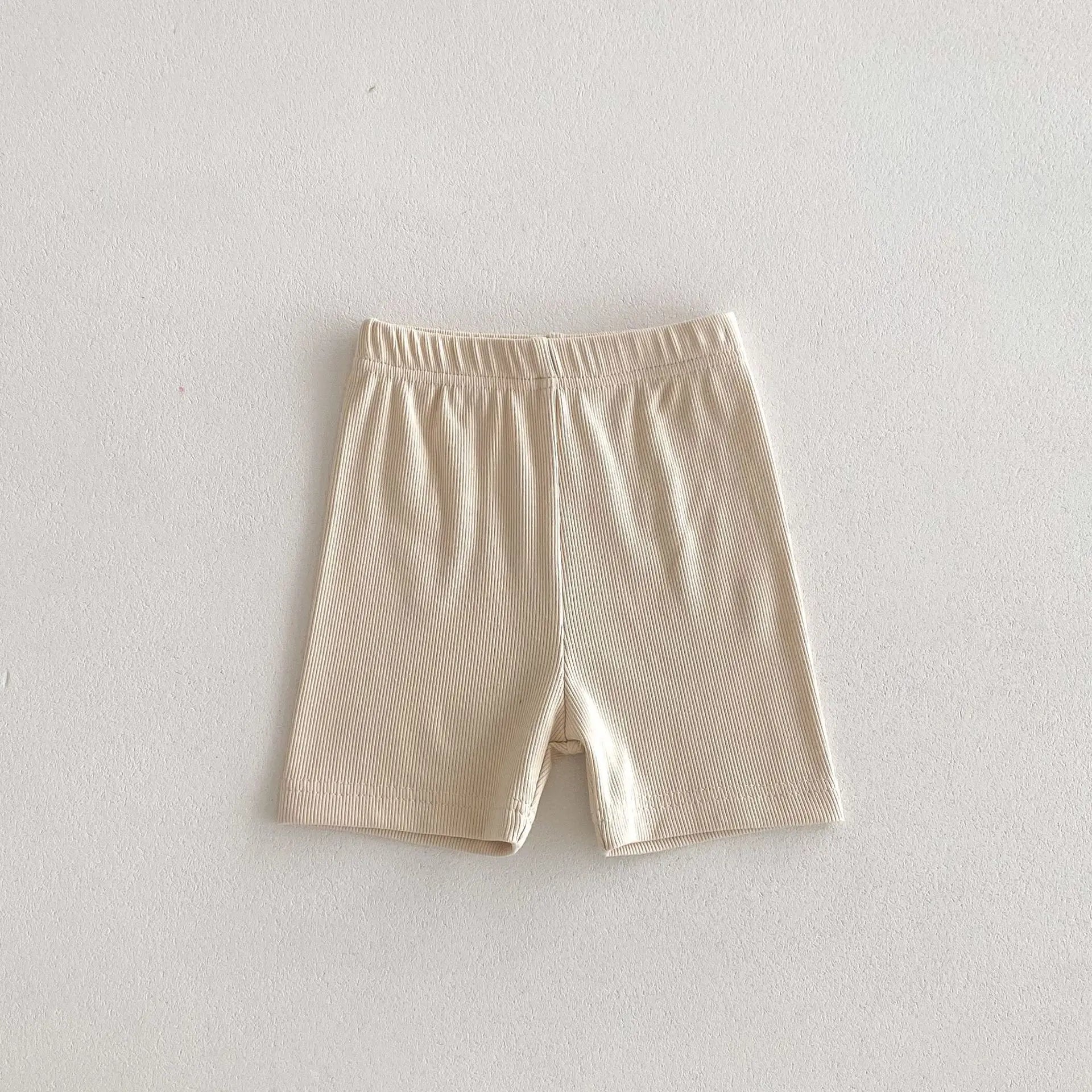 レギンスパンツ beige apricot / 12M  80CM キッズレギンスパンツ ショートレギンス 薄手 無地/ボーダー 6カラー【mh0005582】