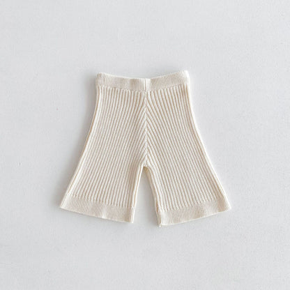 ノースリーブセットアップ Beige apricot pants / 80cm Vネックニットベストニットワイドフレアパンツ【mh0010684】