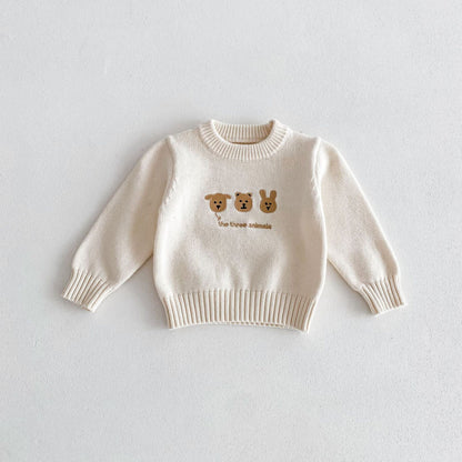 ニット・セーター Beige White / 9M  73CM ベビートップス アニマル刺繍長袖ニットセーター【mh0008153】