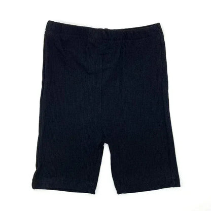 レギンスパンツ Black / 80cm キッズパンツ ショートレギンス 無地/ボーダー シンプルベーシック【mh0006006】