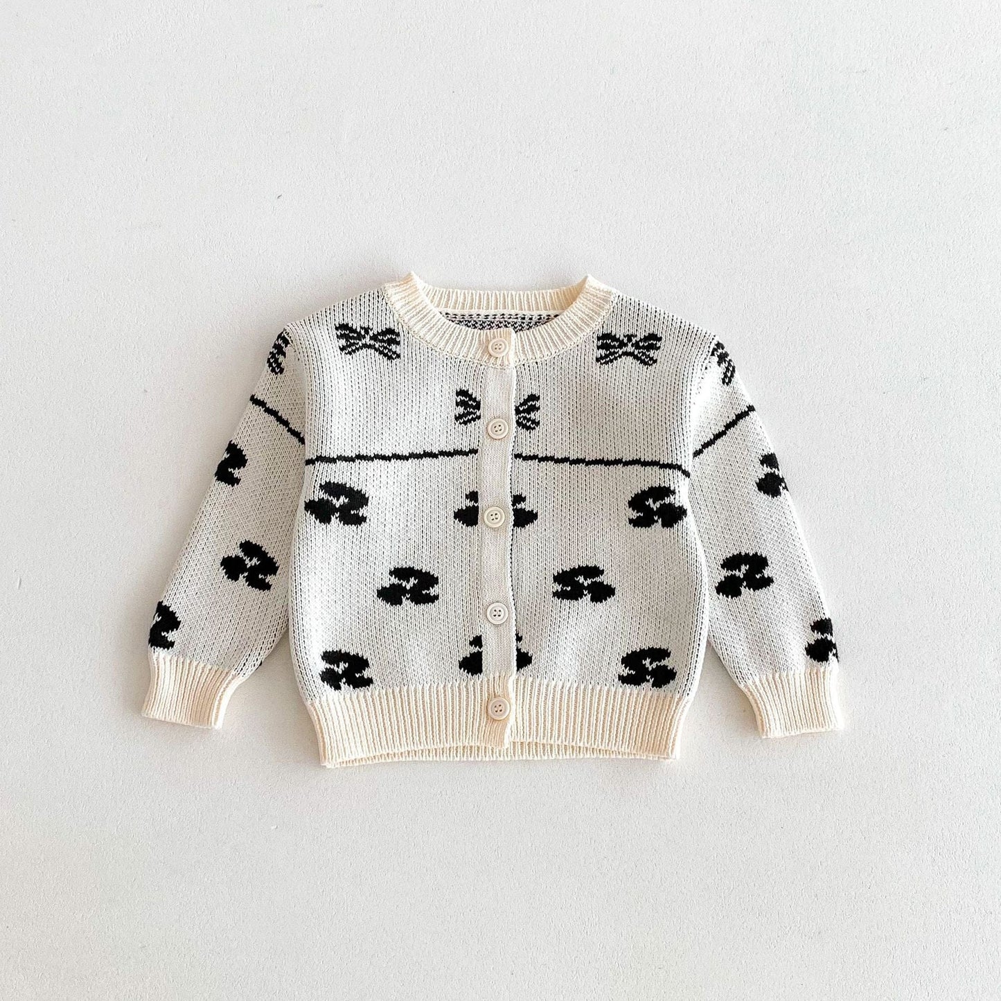 カーディガン・パーカー Black / 80cm リボン刺繍ニットカーディガン【mh0010659】