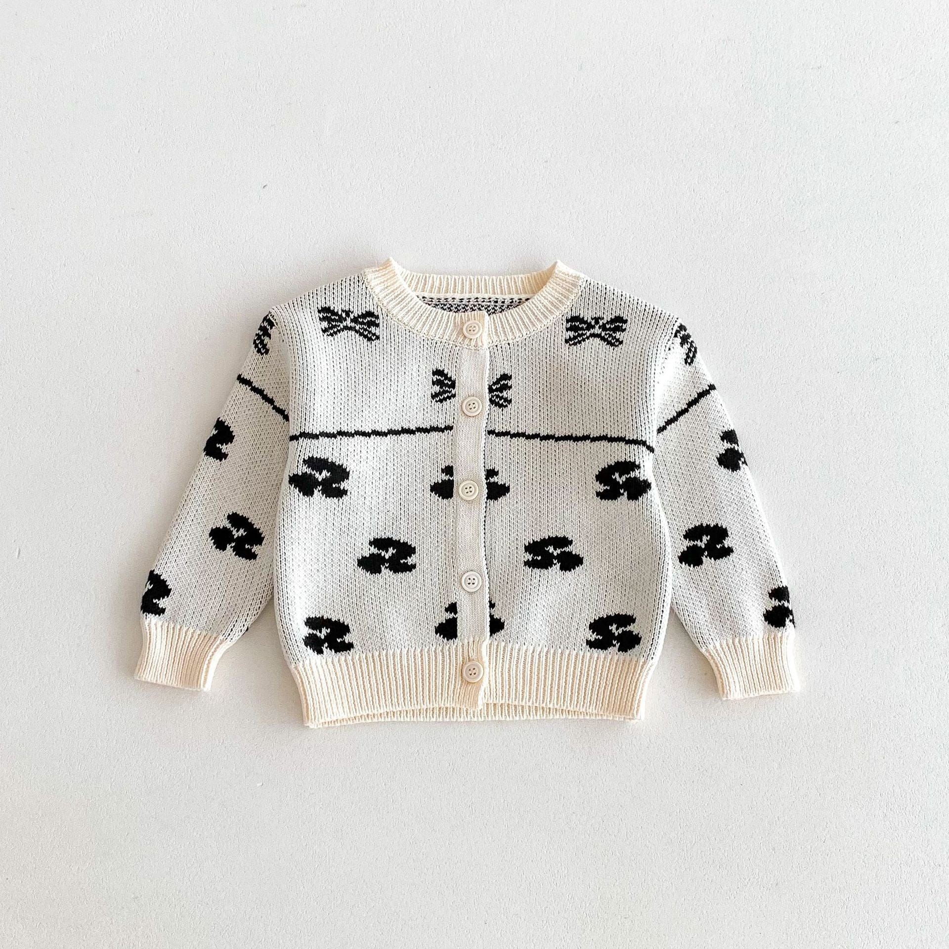 カーディガン・パーカー Black / 80cm リボン刺繍ニットカーディガン【mh0010659】