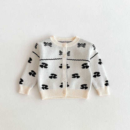 カーディガン・パーカー Black / 80cm リボン刺繍ニットカーディガン【mh0010659】