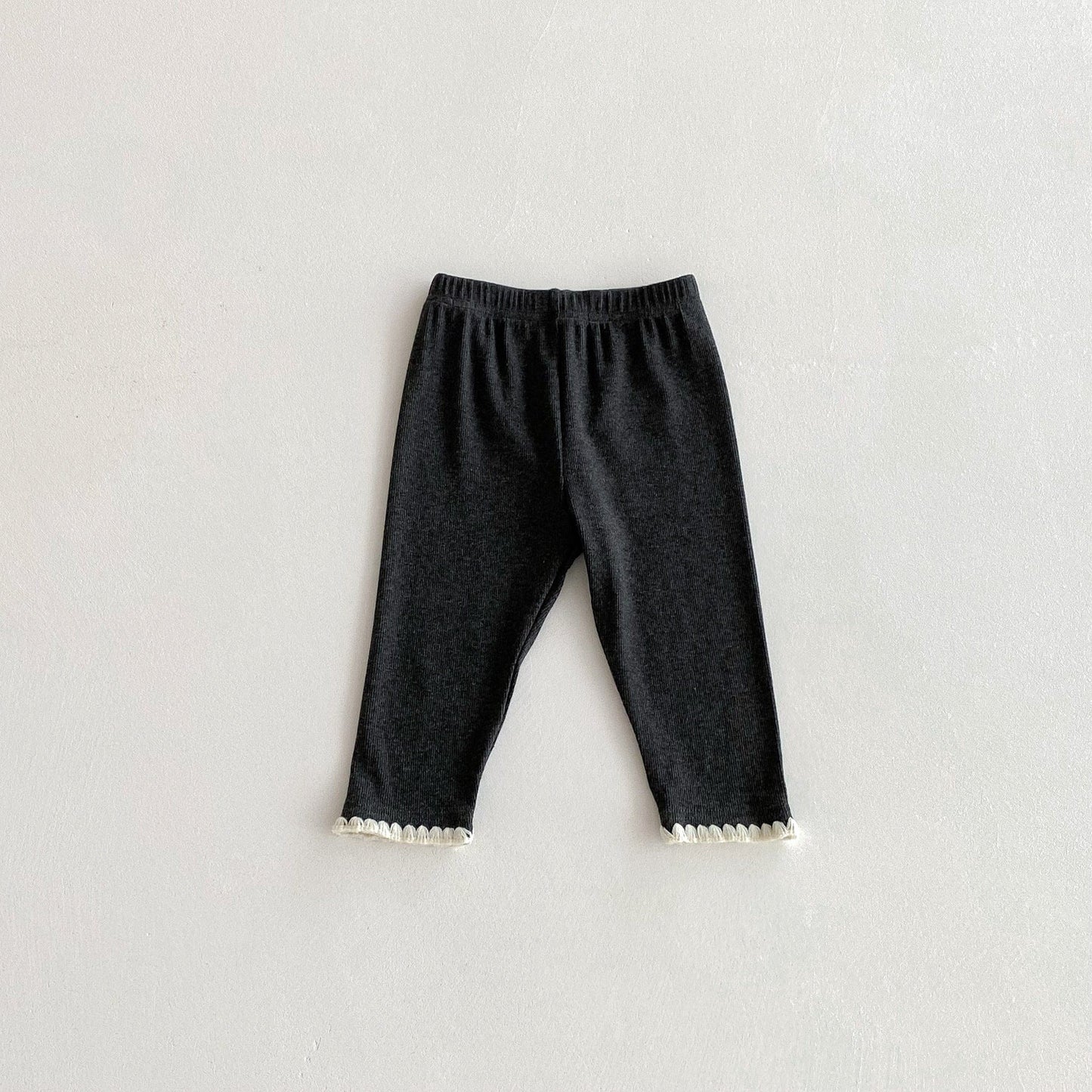 レギンスパンツ Black / 80cm 裾レースレギンスパンツ【mh0010661】