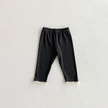 レギンスパンツ Black / 80cm 裾レースレギンスパンツ【mh0010661】