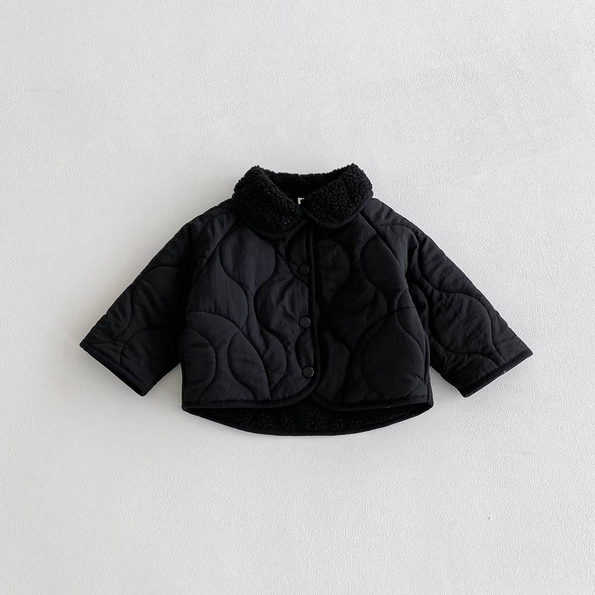 ショートコート・ジャケット・ジャンパー Black / 80cm 中綿ジャケット キルティング ボア襟 あったか ボア裏地 防寒 アウター【mh0011397】