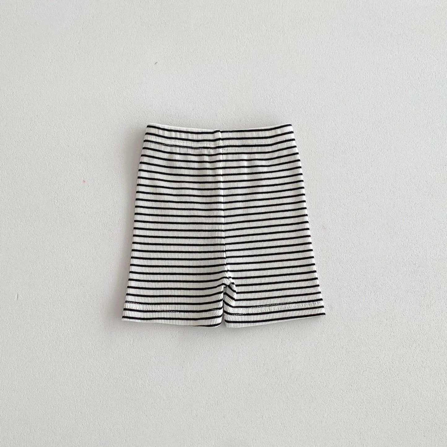 レギンスパンツ black white / 12M  80CM キッズレギンスパンツ ショートレギンス 薄手 無地/ボーダー 6カラー【mh0005582】