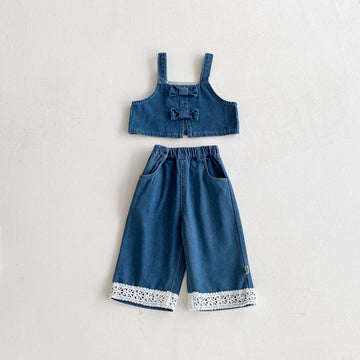 ノースリーブセットアップ blue / 73cm Denim Three-Piece Set デニム セットアップ【mh0012094】