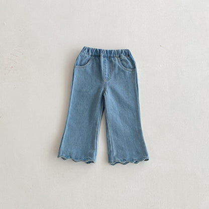 デニムパンツ Blue / 80cm メロフリル裾デニムパンツジーンズ【mh0010669】