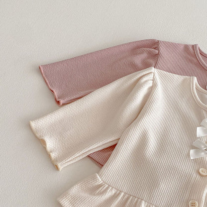 長袖セットアップ Bow Cardigan Long Sleeve Top Set リボン カーディガン セットアップ【mh0011965】