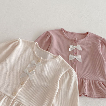 長袖セットアップ Bow Cardigan Long Sleeve Top Set リボン カーディガン セットアップ【mh0011965】