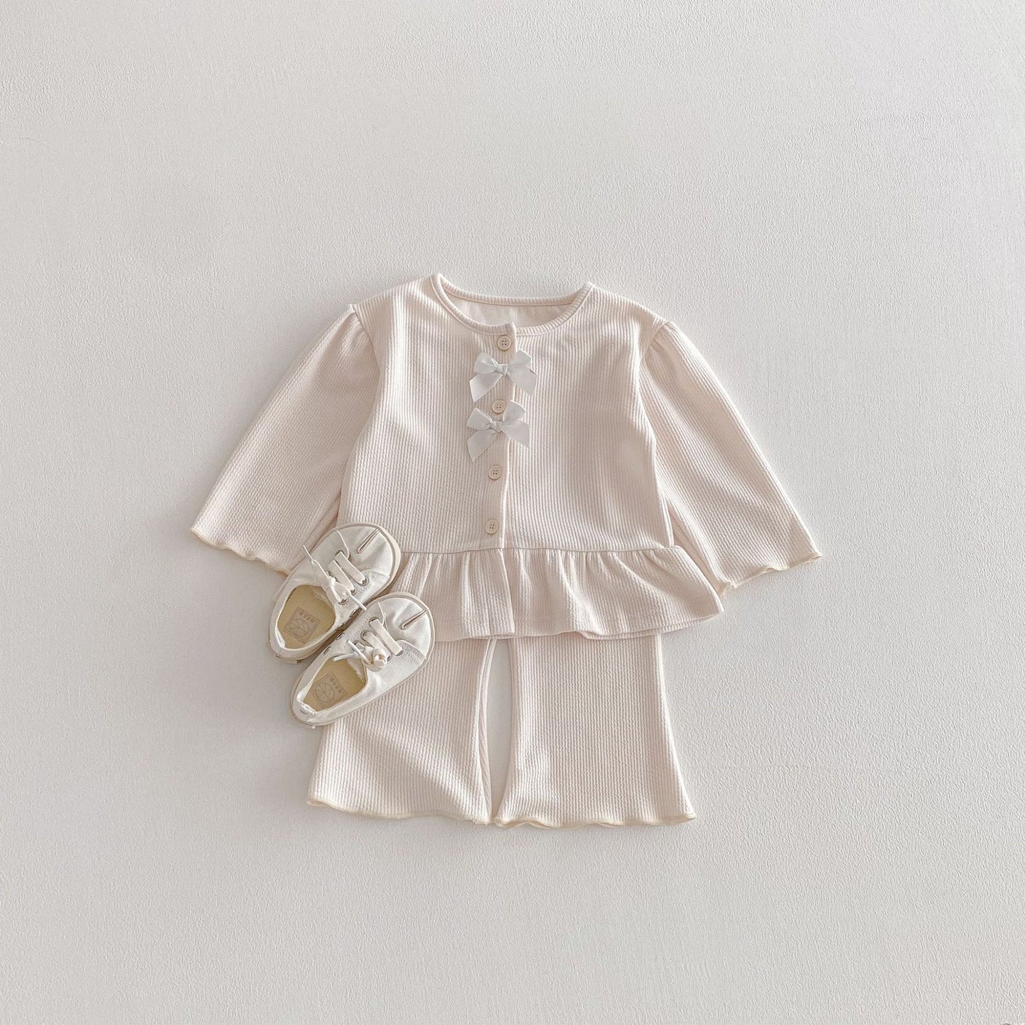 長袖セットアップ Bow Cardigan Long Sleeve Top Set リボン カーディガン セットアップ【mh0011965】