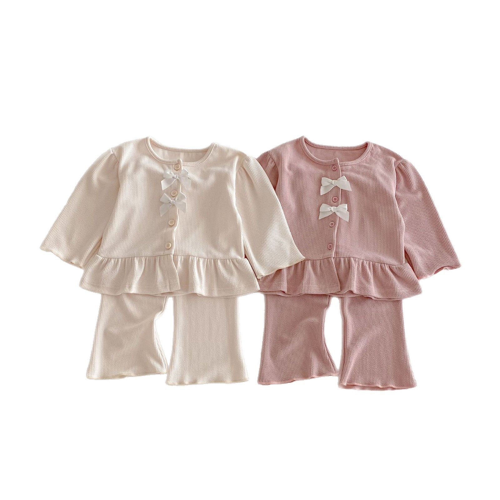 長袖セットアップ Bow Cardigan Long Sleeve Top Set リボン カーディガン セットアップ【mh0011965】