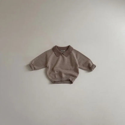 ニット・セーター Brown / 12M  80CM キッズトップス ポロ襟ニットセータートップス ボーダー/無地3カラー【mh0007044】