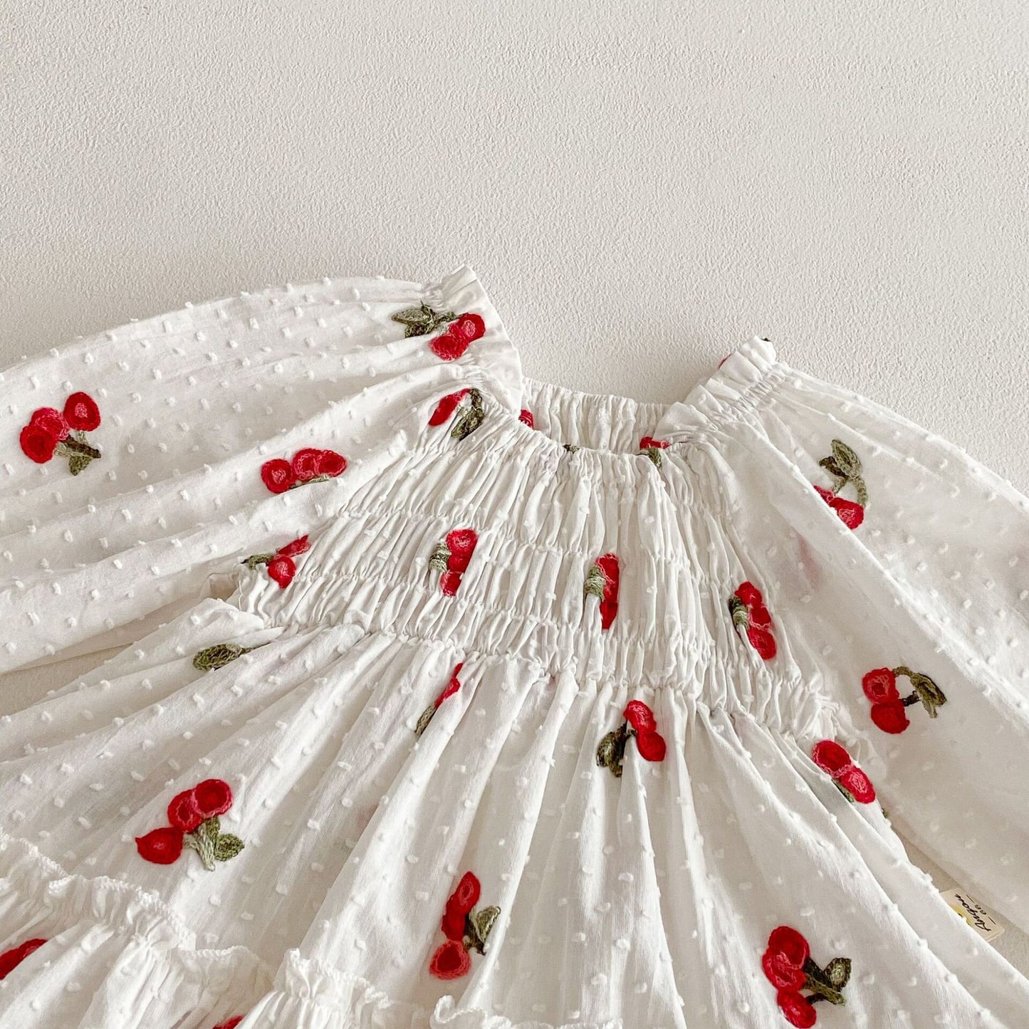 長袖ロンパース Cherry Print Skirt Jumpsuit チェリー柄 襟付き ロンパース【mh0012097】