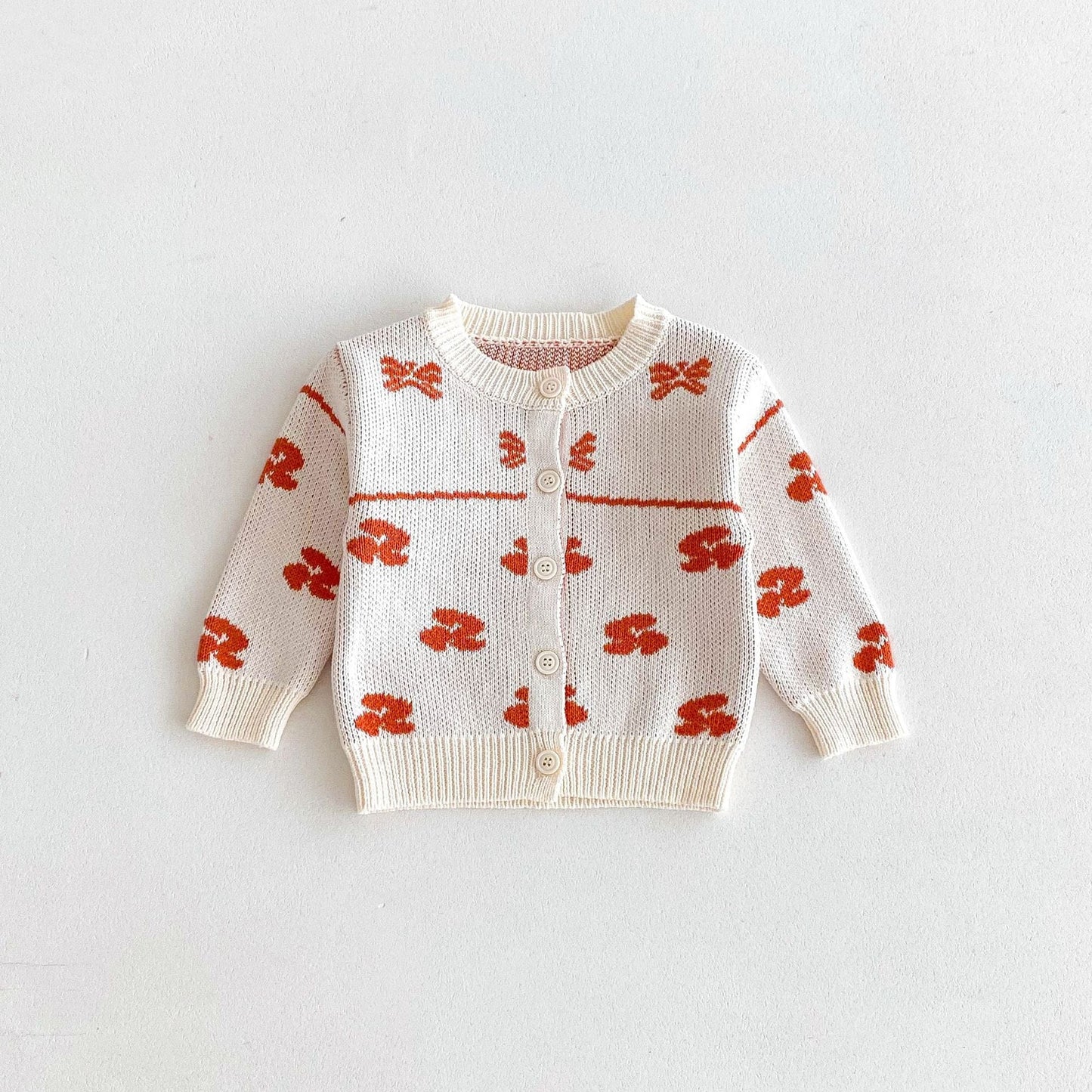 カーディガン・パーカー Coffee / 80cm リボン刺繍ニットカーディガン【mh0010659】