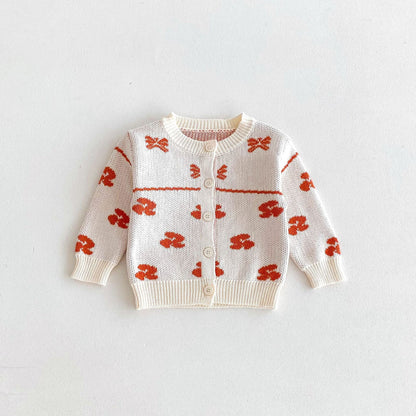 カーディガン・パーカー Coffee / 80cm リボン刺繍ニットカーディガン【mh0010659】