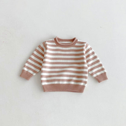 ニット・セーター Coffee / 80cm ボーダー長袖ニットセータートップス【mh0010662】