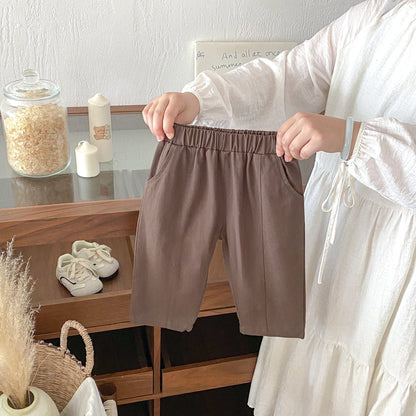 ロングパンツ・スウェットパンツ Coffee / 80cm アースカラーシンプルデイリーロングパンツ【mh0010677】