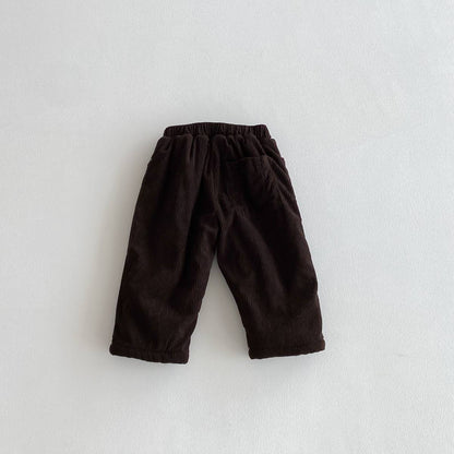 ロングパンツ・スウェットパンツ Coffee / 80cm ロングパンツ コーデュロイ 裏ボア あったか レトロ ルーズシルエット 長ズボン【mh0011377】