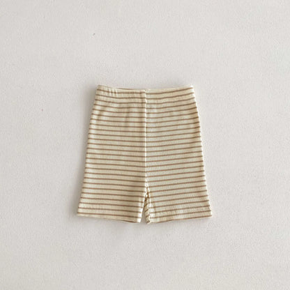 レギンスパンツ coffee striped / 12M  80CM キッズレギンスパンツ ショートレギンス 薄手 無地/ボーダー 6カラー【mh0005582】
