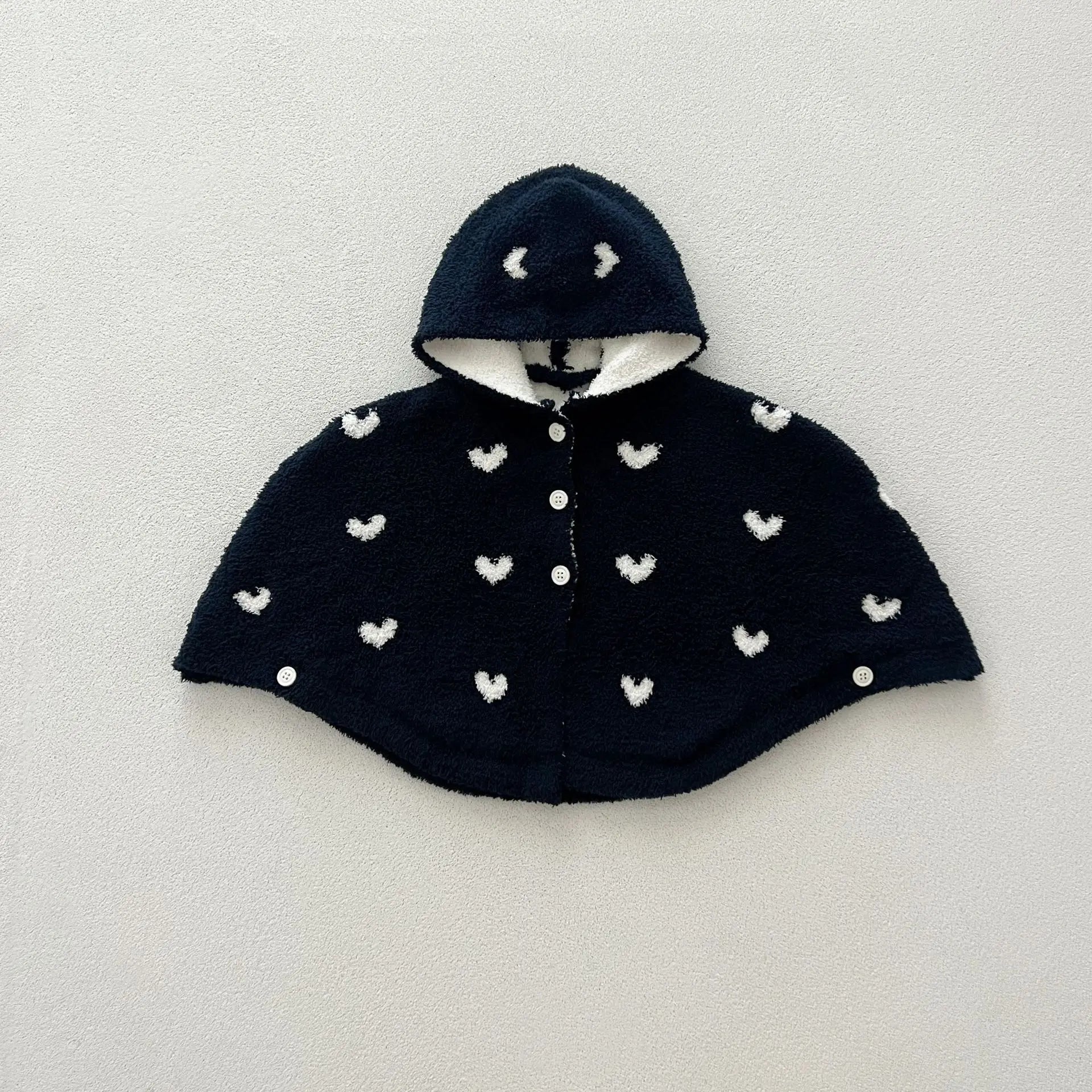 ショートコート・ジャケット・ジャンパー Dark Blue / M (0-12M) ベビーアウター ハートフーディフリースケープポンチョコート【mh0008279】