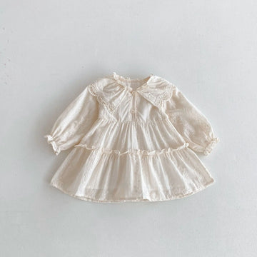 長袖ワンピース dress / 12M  80CM キッズワンピース レース襟刺繍長袖プリンセスドレスワンピース【mh0006975】