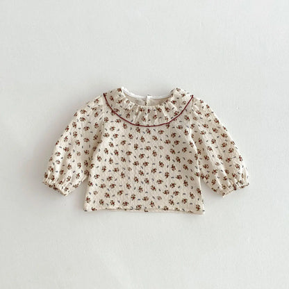 長袖シャツ・ブラウス Floral / 80cm 12M キッズトップス ラッフル襟フラワー小花柄プリント長袖ブラウス【mh0008803】