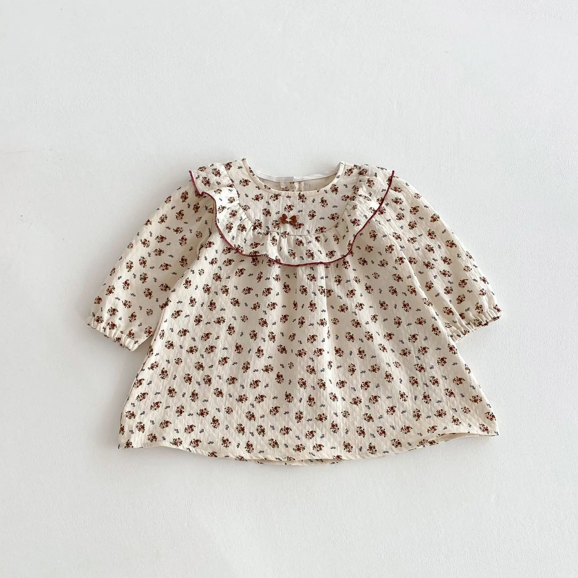 長袖ワンピース Floral / 80cm 12M キッズワンピース ラッフルフリルフラワー小花柄長袖ワンピース【mh0008804】