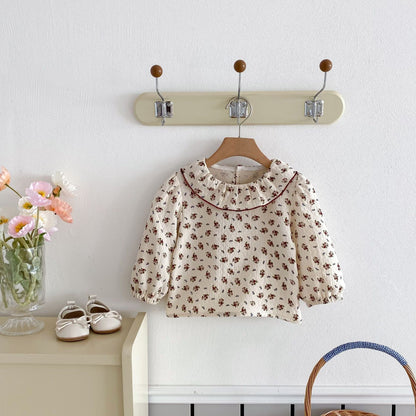 長袖シャツ・ブラウス Floral / 80cm ラッフル襟フラワープリント長袖ブラウス【mh0009266】