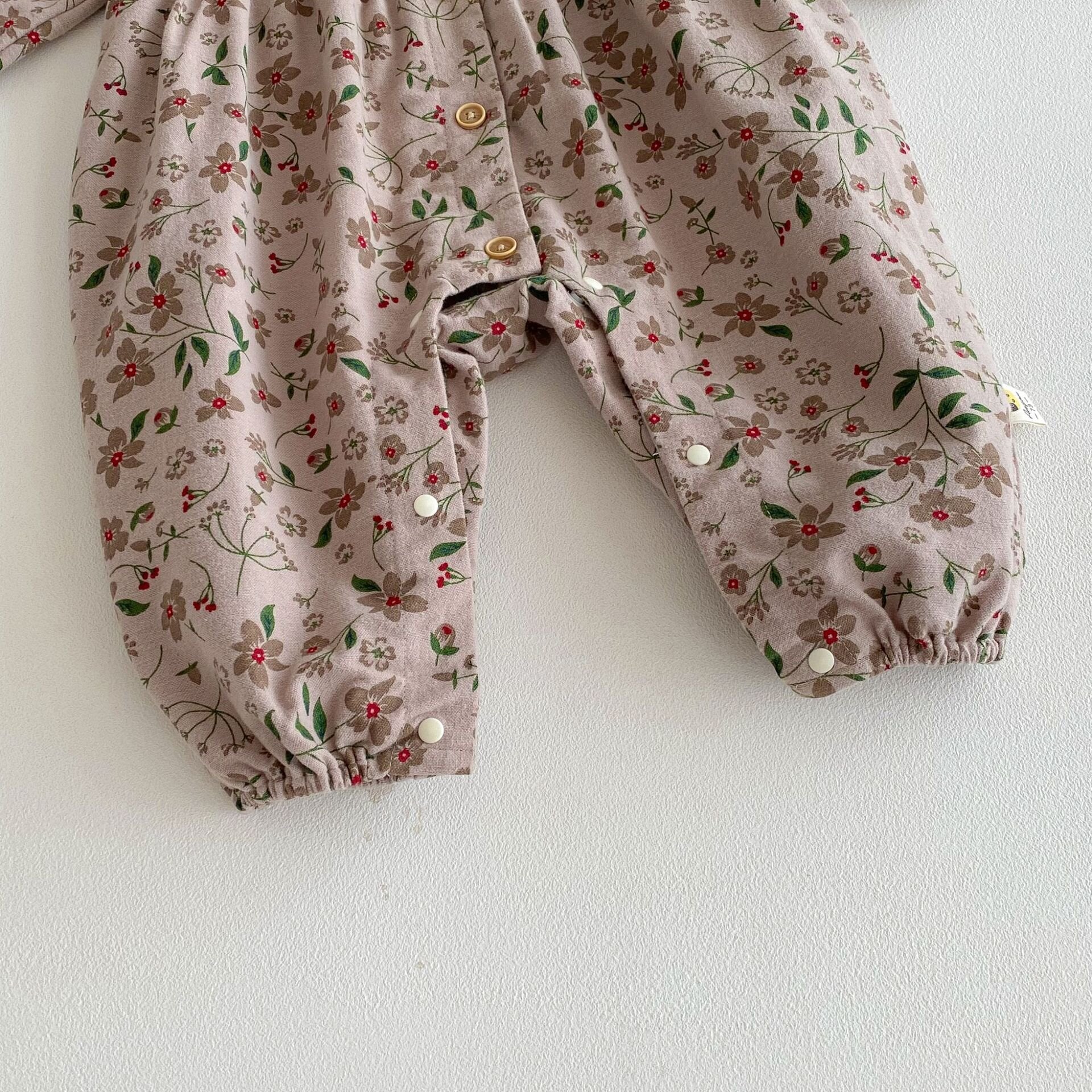 長袖ロンパース Floral Doll Collar Crawler Jumpsuit 花柄 襟付き ロンパース【mh0012087】