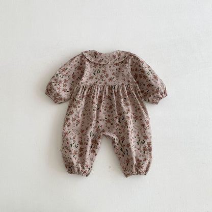 長袖ロンパース Floral Doll Collar Crawler Jumpsuit 花柄 襟付き ロンパース【mh0012087】
