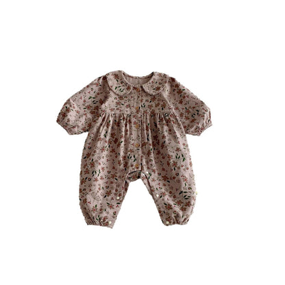 長袖ロンパース Floral Doll Collar Crawler Jumpsuit 花柄 襟付き ロンパース【mh0012087】