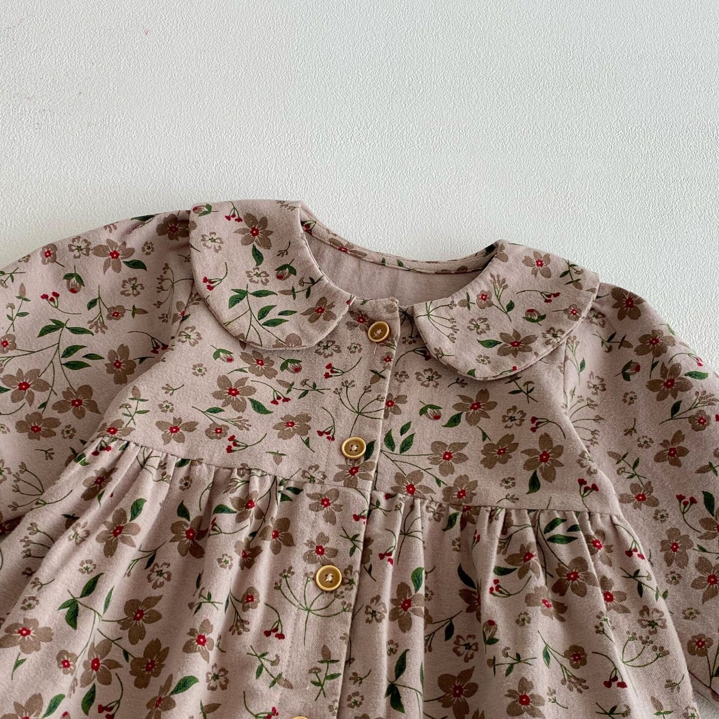 長袖ロンパース Floral Doll Collar Crawler Jumpsuit 花柄 襟付き ロンパース【mh0012087】