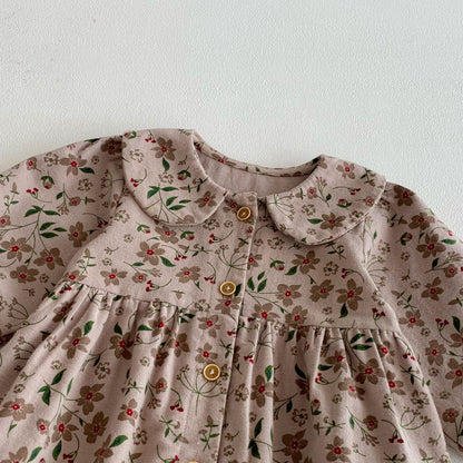 長袖ロンパース Floral Doll Collar Crawler Jumpsuit 花柄 襟付き ロンパース【mh0012087】