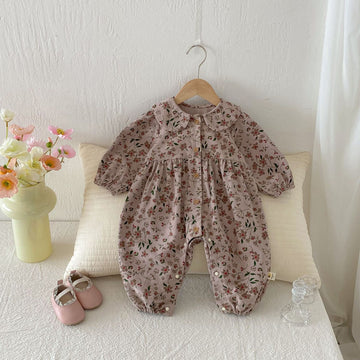 長袖ロンパース Floral Doll Collar Crawler Jumpsuit 花柄 襟付き ロンパース【mh0012087】
