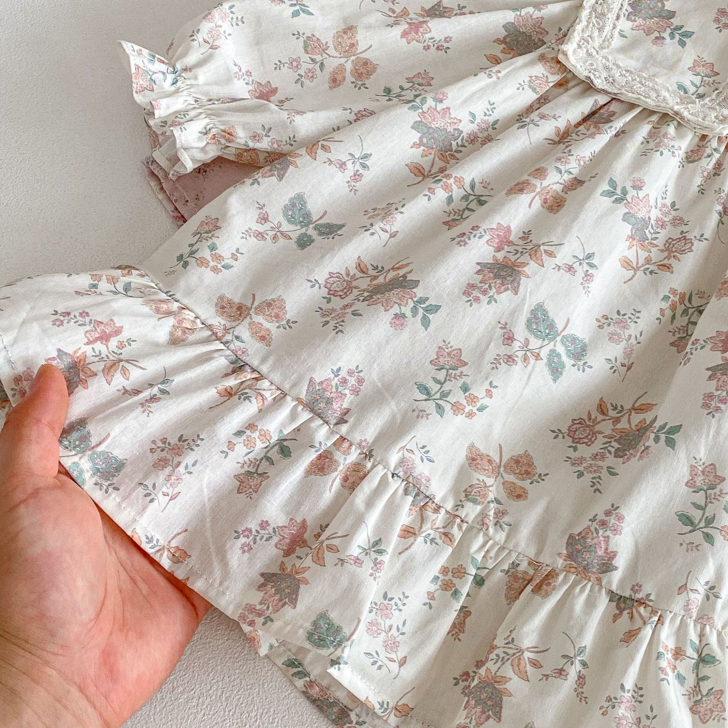 長袖ワンピース Floral Lapel Print Princess Dress 襟付き 花柄 プリント ワンピース【mh0011963】