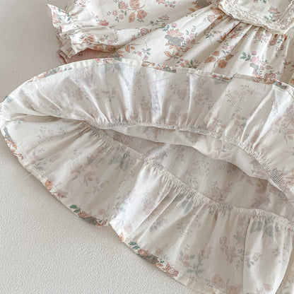 長袖ワンピース Floral Lapel Print Princess Dress 襟付き 花柄 プリント ワンピース【mh0011963】