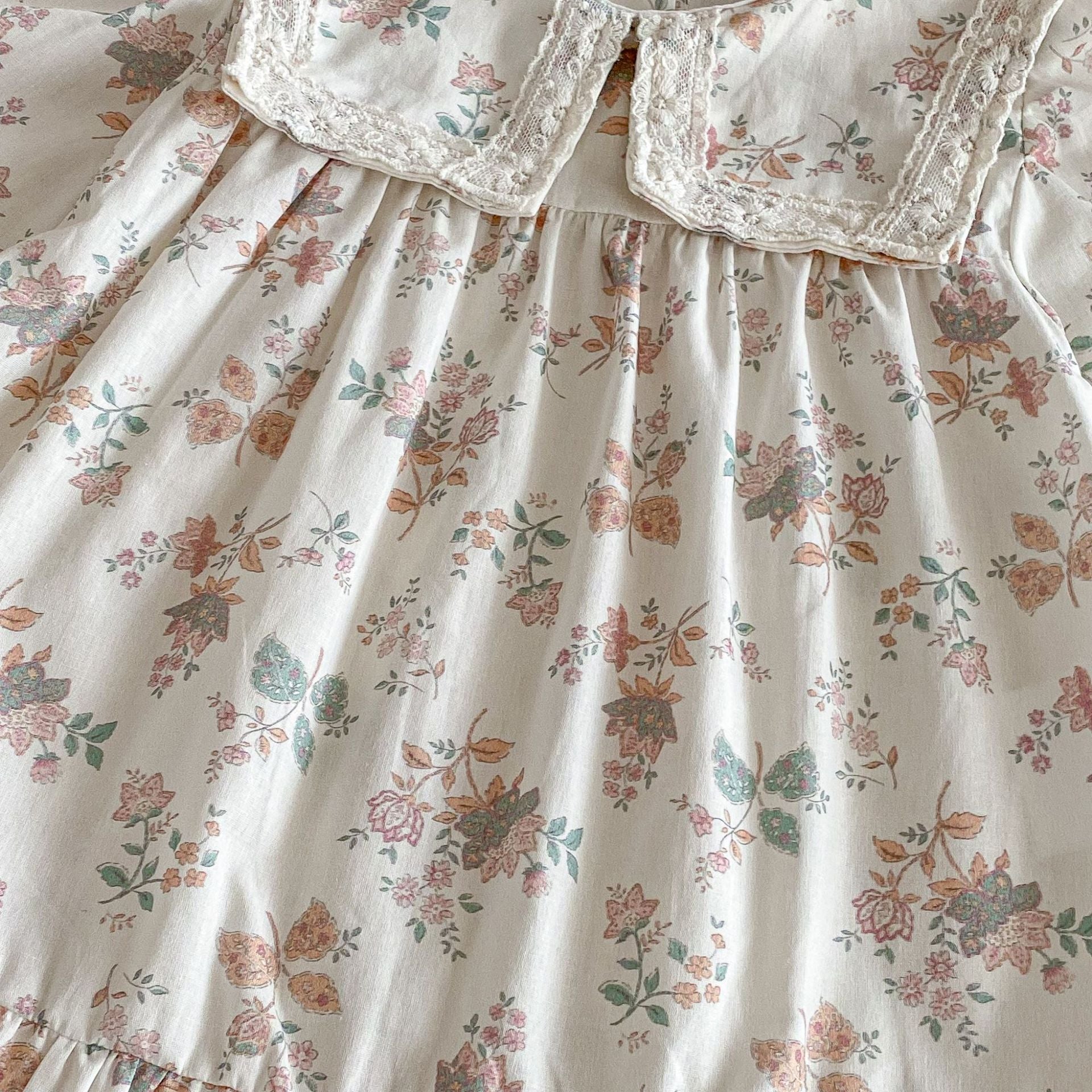 長袖ワンピース Floral Lapel Print Princess Dress 襟付き 花柄 プリント ワンピース【mh0011963】
