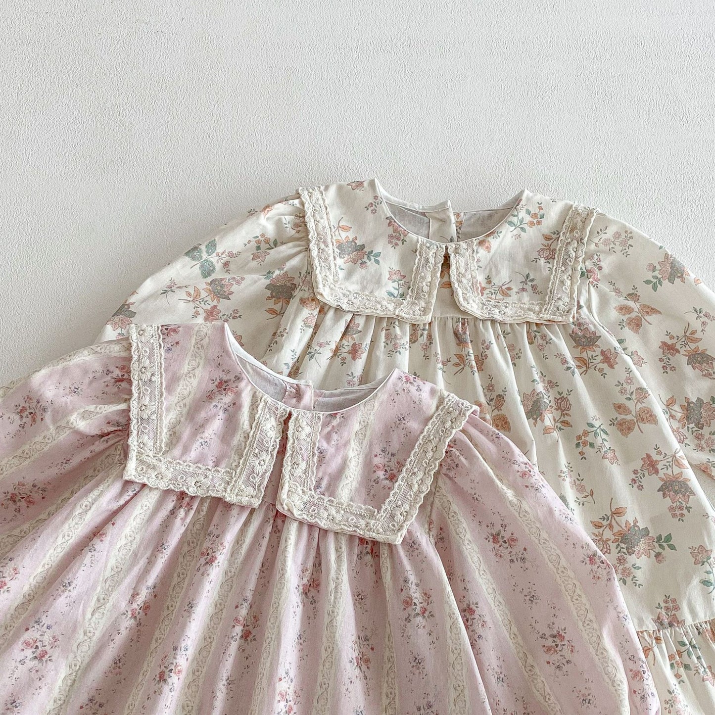 長袖ワンピース Floral Lapel Print Princess Dress 襟付き 花柄 プリント ワンピース【mh0011963】