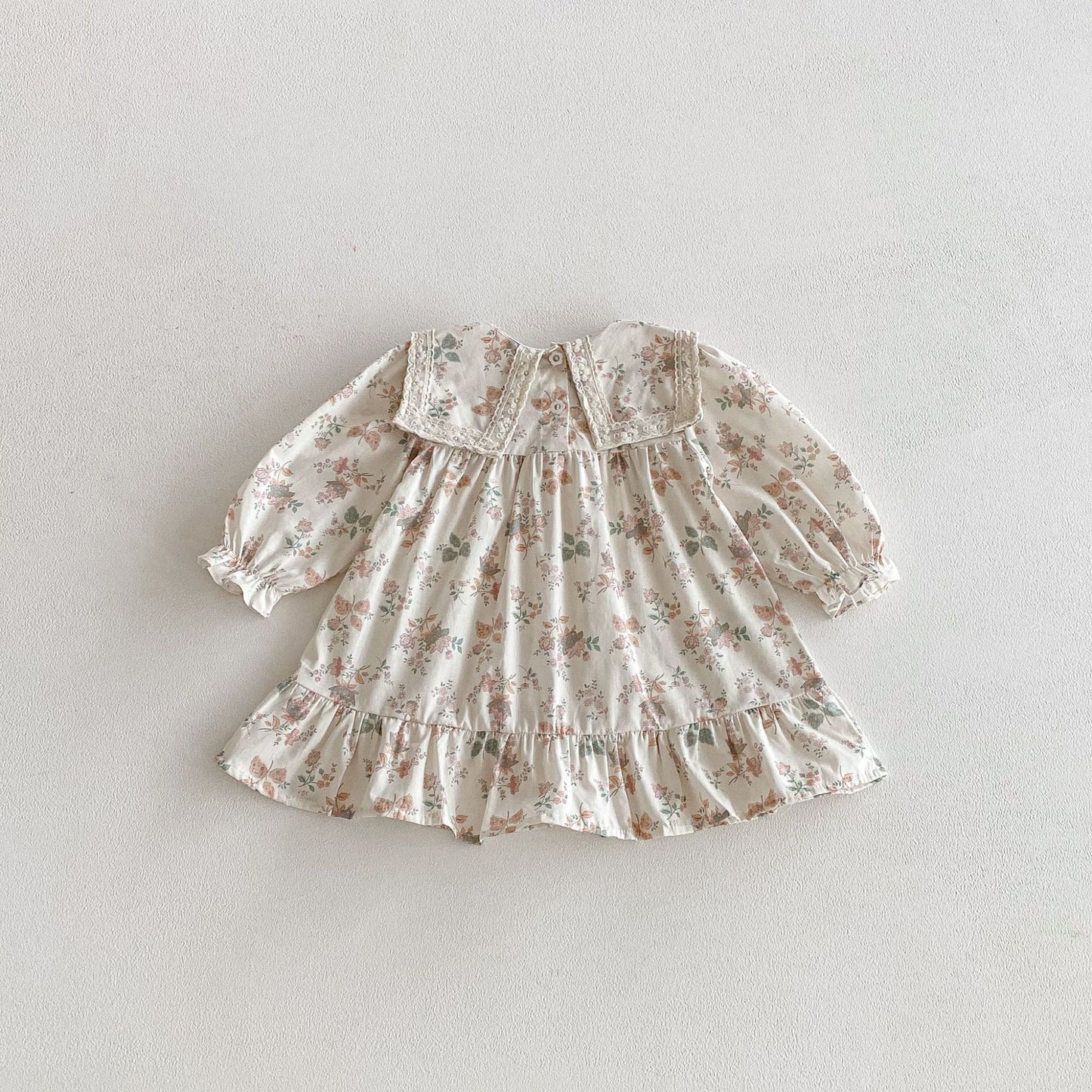 長袖ワンピース Floral Lapel Print Princess Dress 襟付き 花柄 プリント ワンピース【mh0011963】