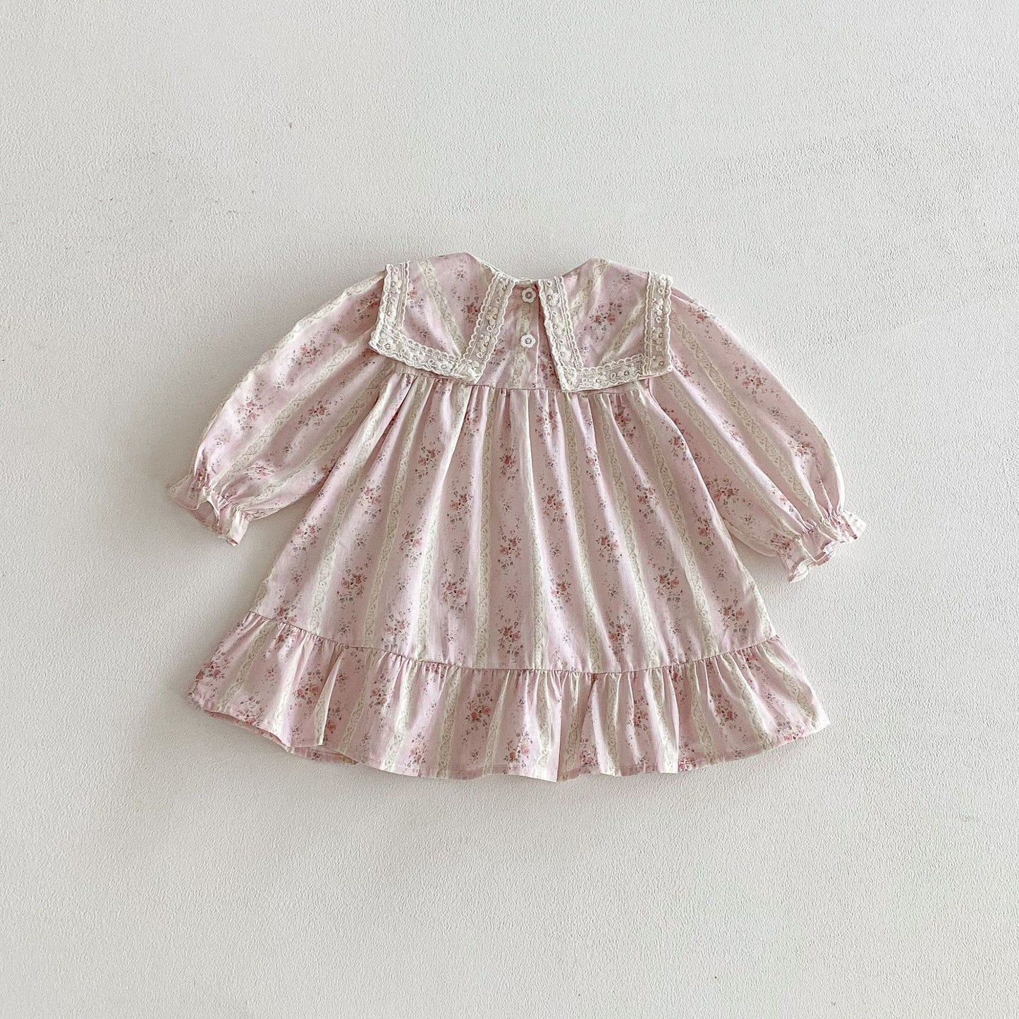 長袖ワンピース Floral Lapel Print Princess Dress 襟付き 花柄 プリント ワンピース【mh0011963】