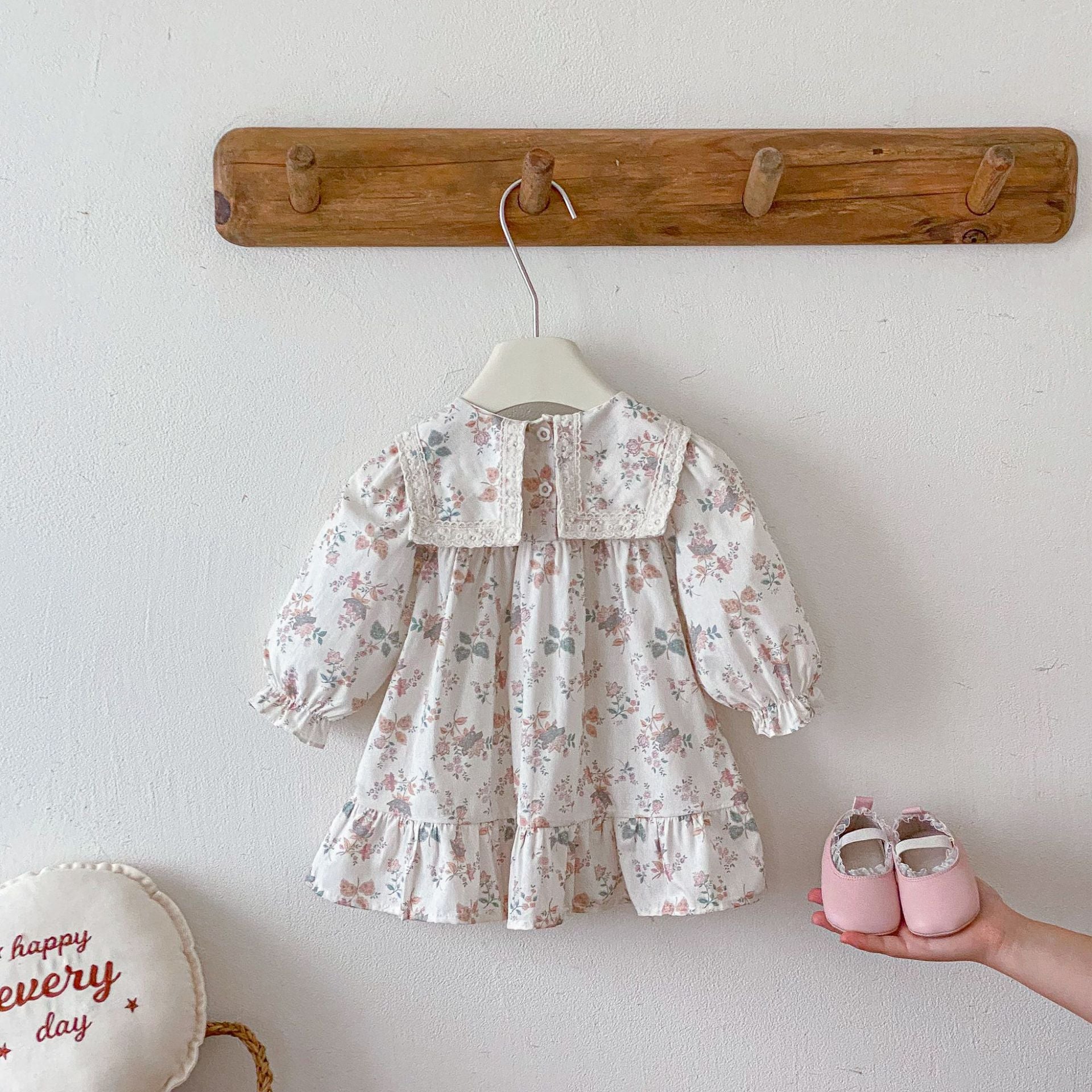 長袖ワンピース Floral Lapel Print Princess Dress 襟付き 花柄 プリント ワンピース【mh0011963】