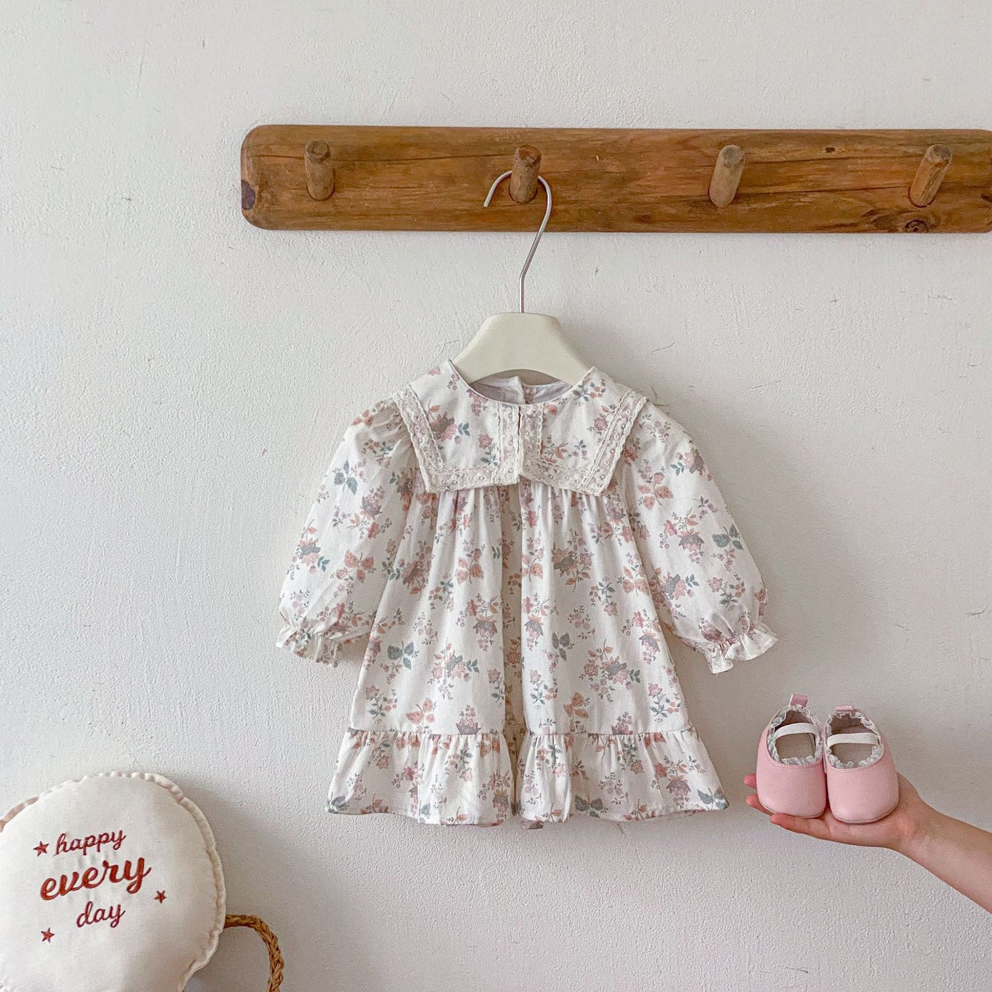 長袖ワンピース Floral Lapel Print Princess Dress 襟付き 花柄 プリント ワンピース【mh0011963】