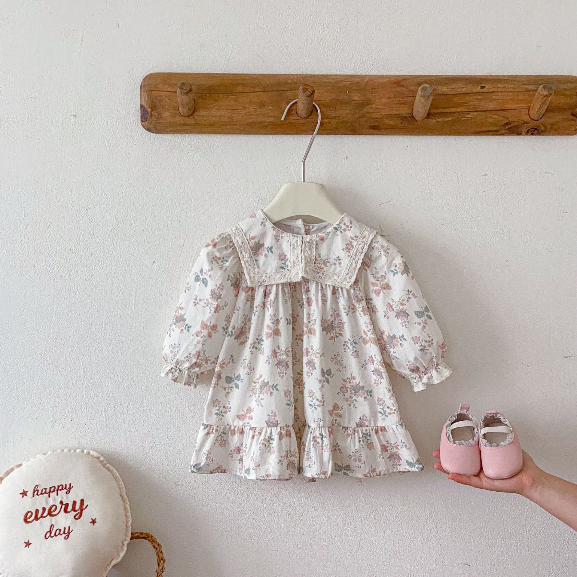 長袖ワンピース Floral Lapel Print Princess Dress 襟付き 花柄 プリント ワンピース【mh0011963】