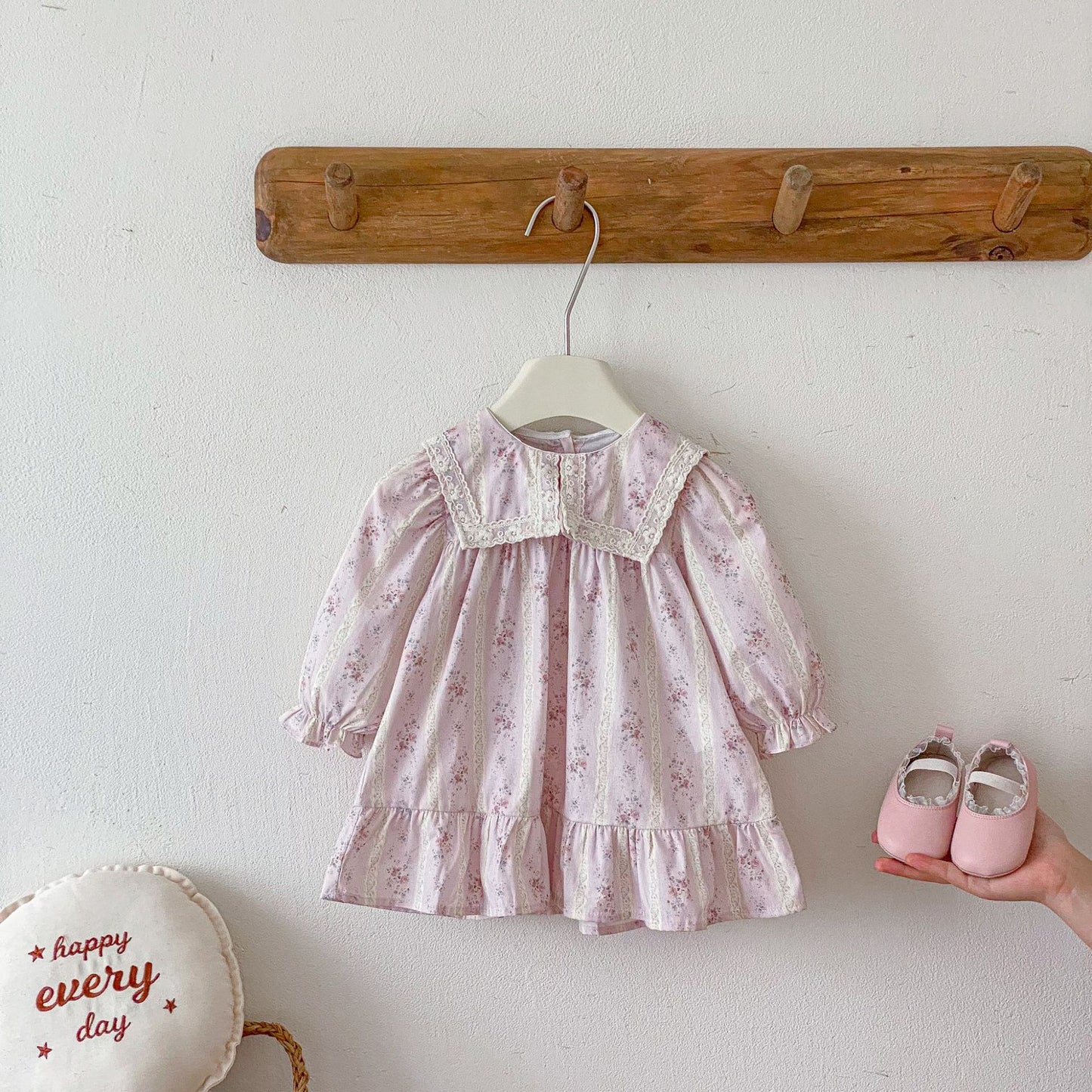 長袖ワンピース Floral Lapel Print Princess Dress 襟付き 花柄 プリント ワンピース【mh0011963】