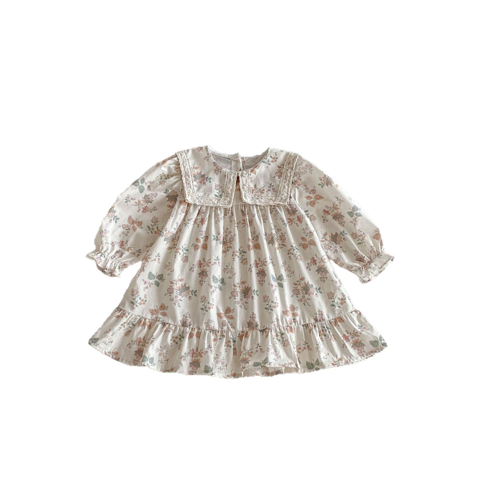 長袖ワンピース Floral Lapel Print Princess Dress 襟付き 花柄 プリント ワンピース【mh0011963】