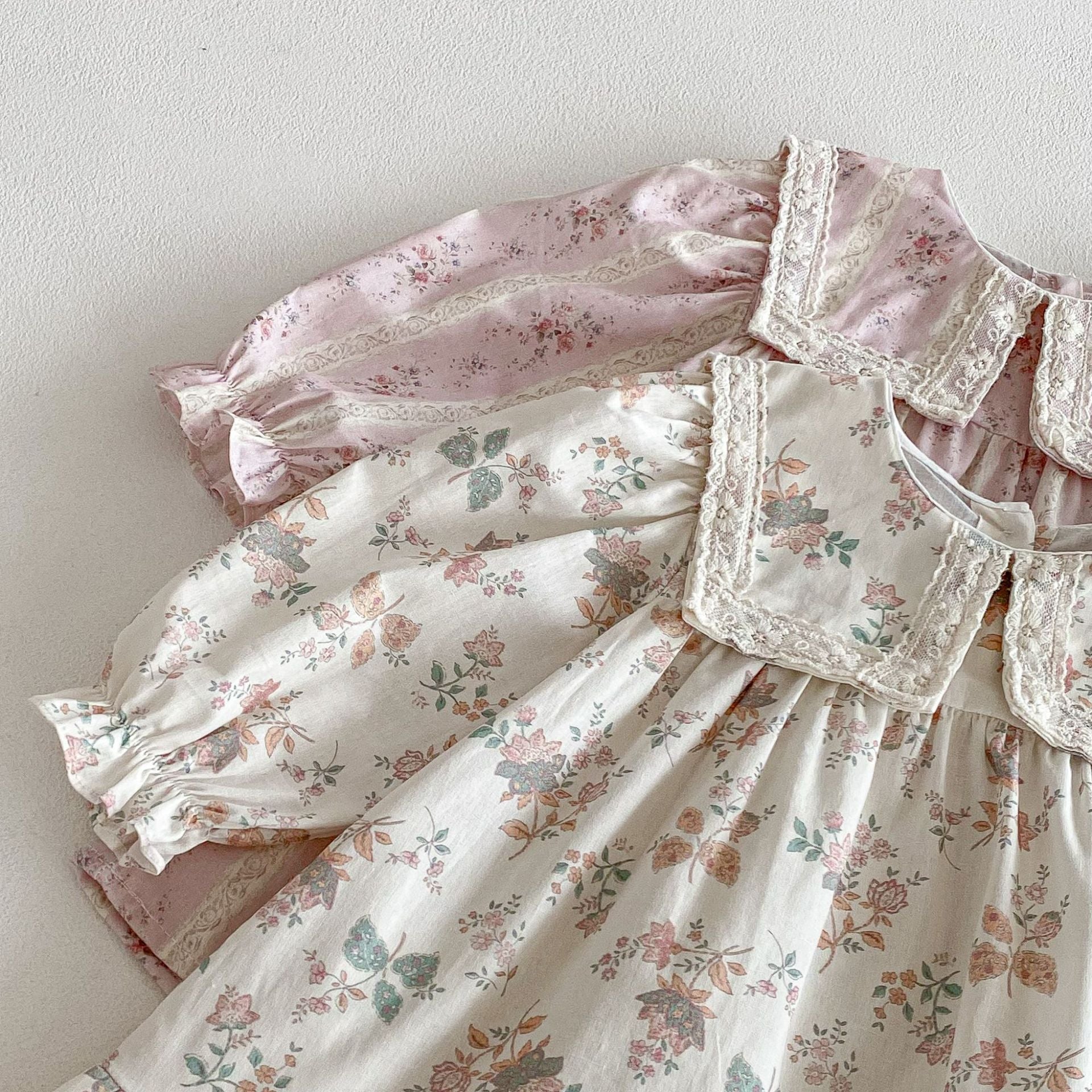 長袖ワンピース Floral Lapel Print Princess Dress 襟付き 花柄 プリント ワンピース【mh0011963】