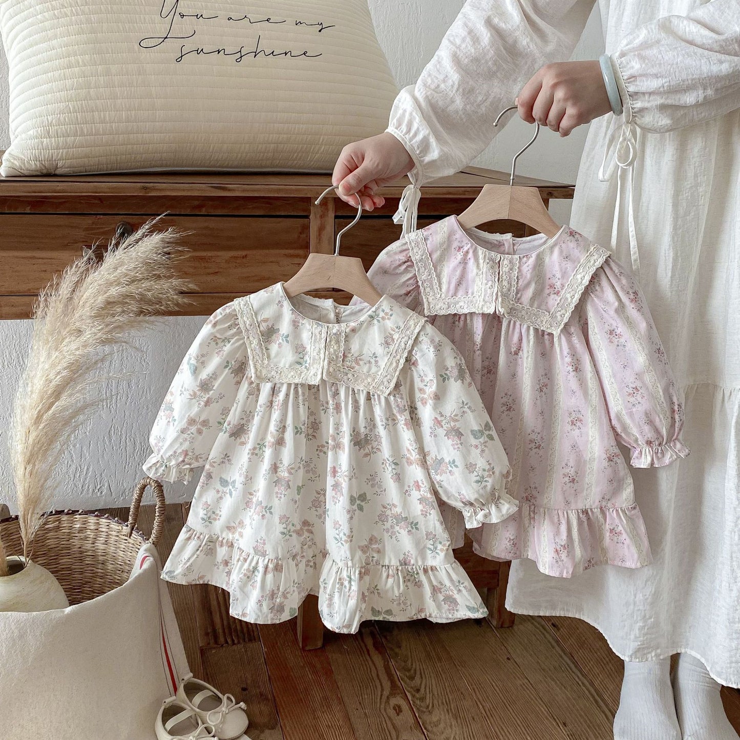 長袖ワンピース Floral Lapel Print Princess Dress 襟付き 花柄 プリント ワンピース【mh0011963】