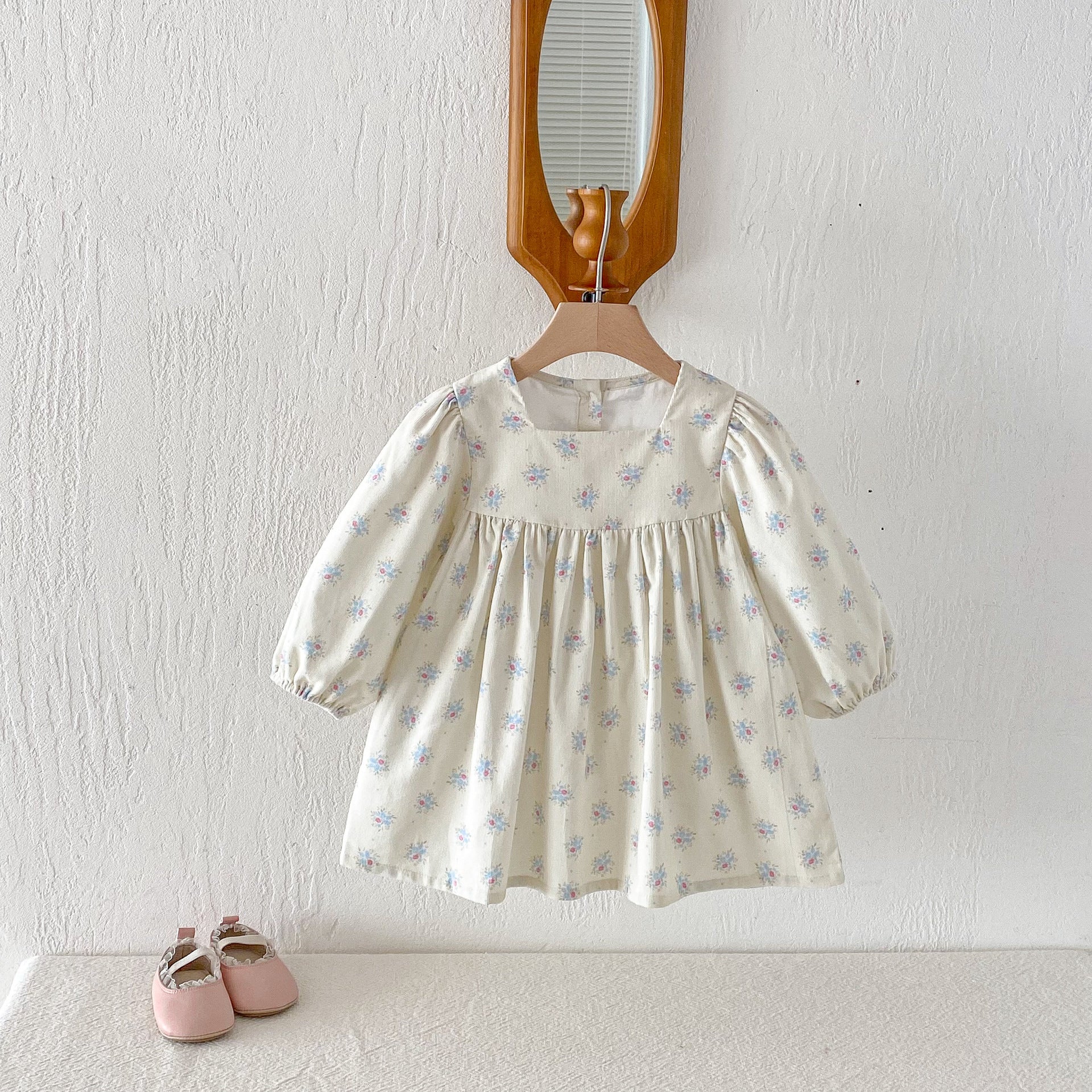 長袖ワンピース Floral Loose Sweet Princess Dress 花柄 ゆったり ワンピース【mh0011961】